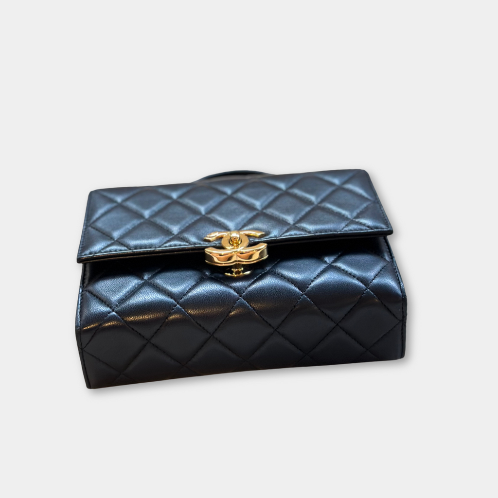Microchipped Chanel Black 21K Gold Mini Flap Bag Kelly's Authentic Boutique