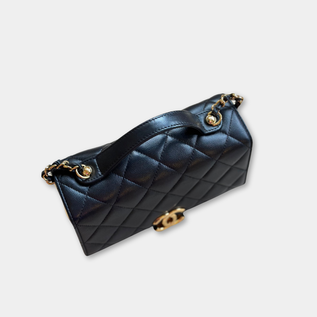 Microchipped Chanel Black 21K Gold Mini Flap Bag Kelly's Authentic Boutique