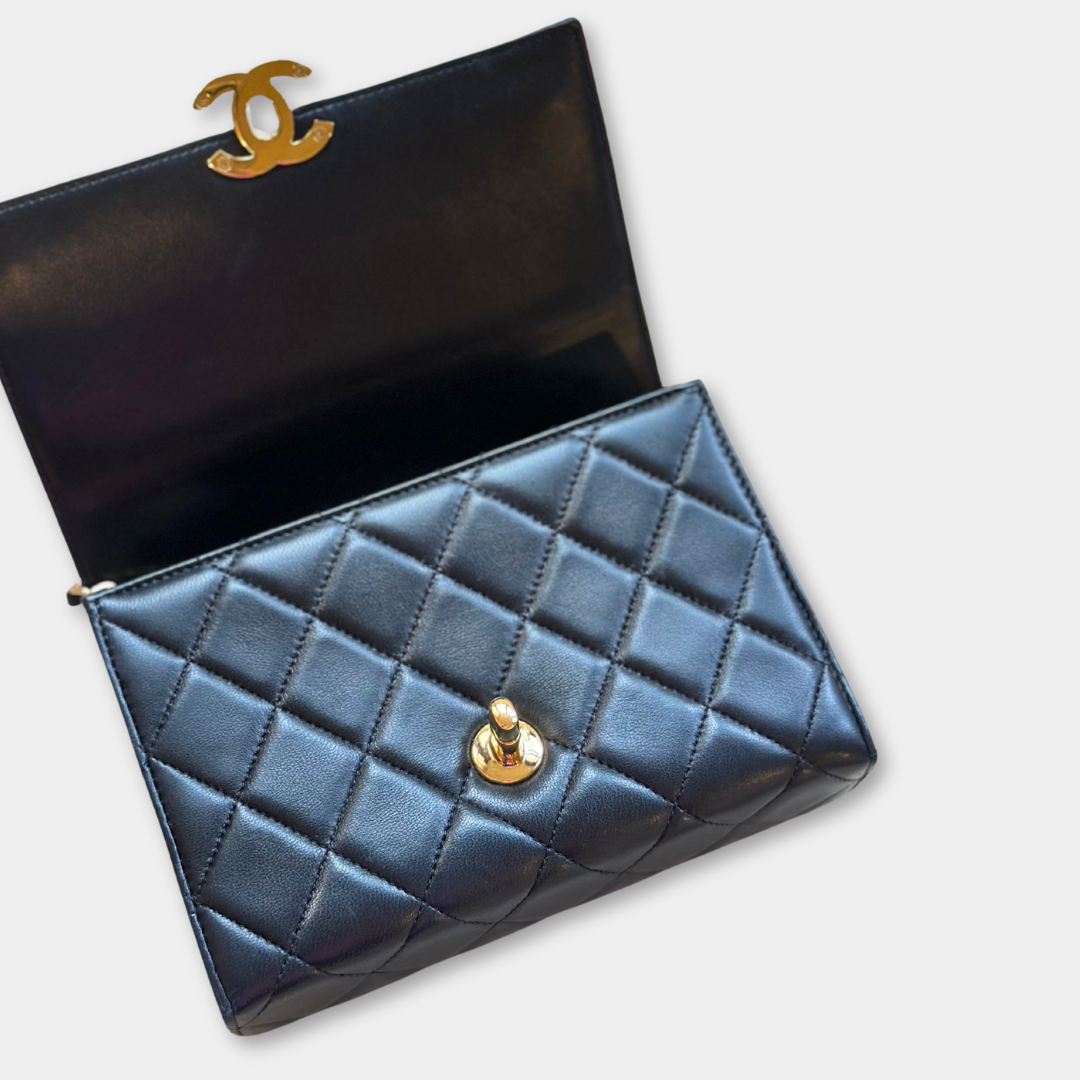 Microchipped Chanel Black 21K Gold Mini Flap Bag Kelly's Authentic Boutique