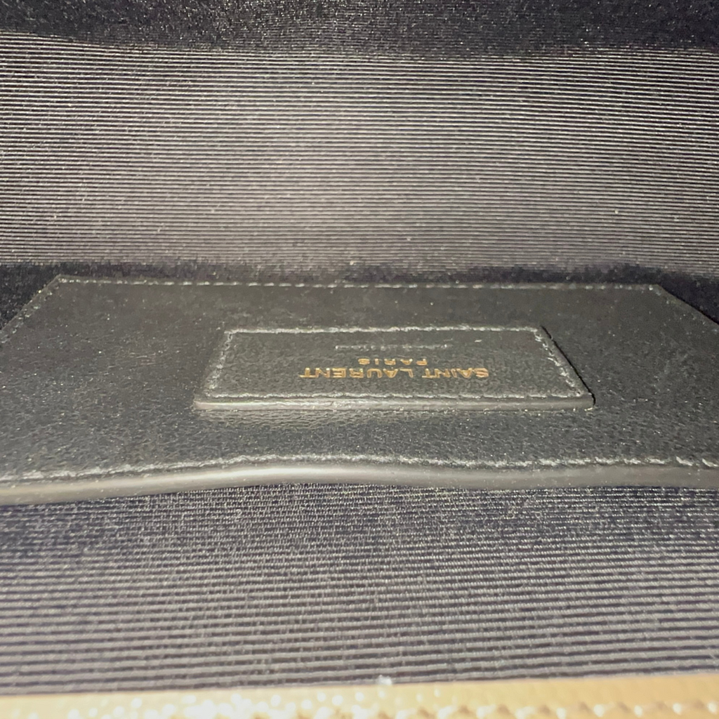 Saint Laurent Small Quilted Grain Grey Envelope Shoulder Bag with GHW Kelly's Authentic Boutique