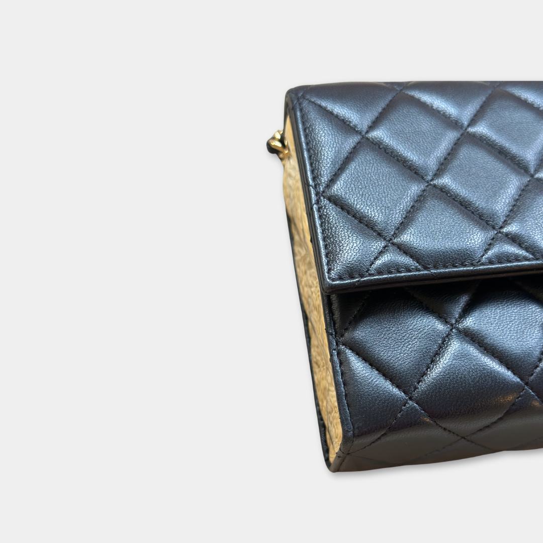 Microchipped Chanel Black 21K Gold Mini Flap Bag Kelly's Authentic Boutique