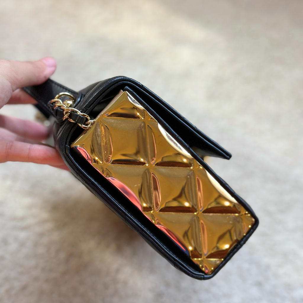 Microchipped Chanel Black 21K Gold Mini Flap Bag Kelly's Authentic Boutique