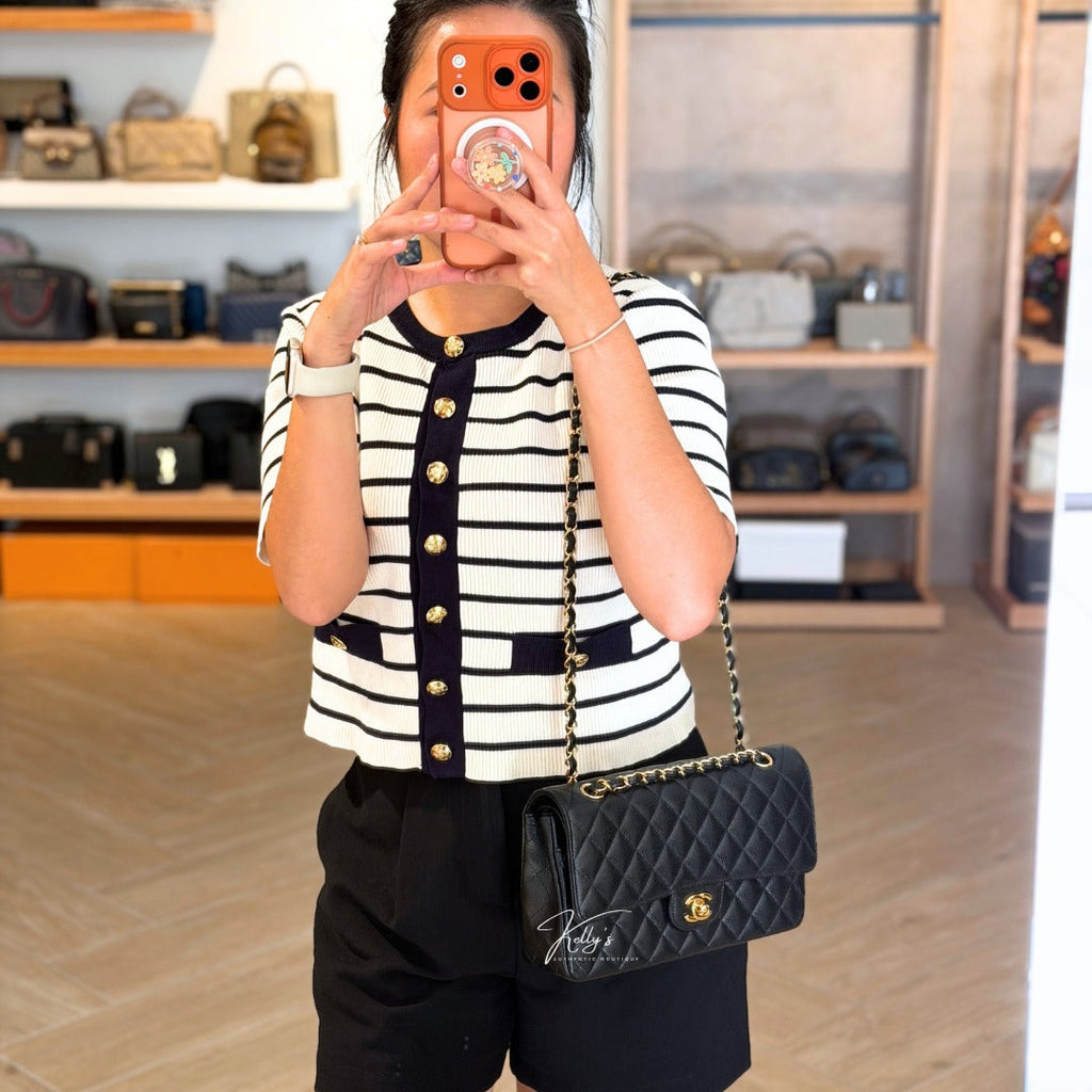 Chanel Microchip Black Caviar Medium Classic Flap Bag (Year 2023) Kelly's Authentic Boutique