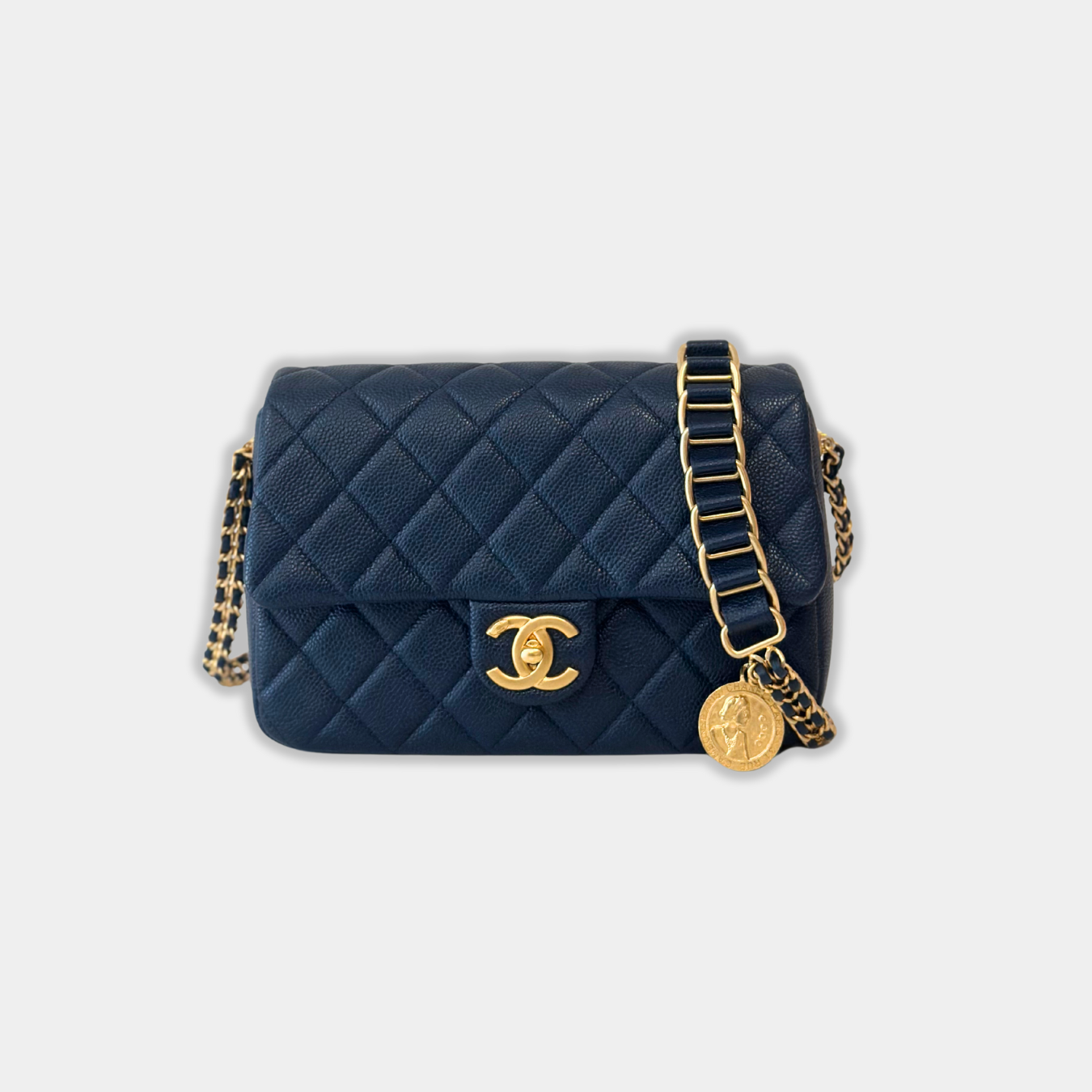 Chanel Microchipped Navy 21A Mini Rectangular Caviar Flap Bag with GHW Kelly's Authentic Boutique