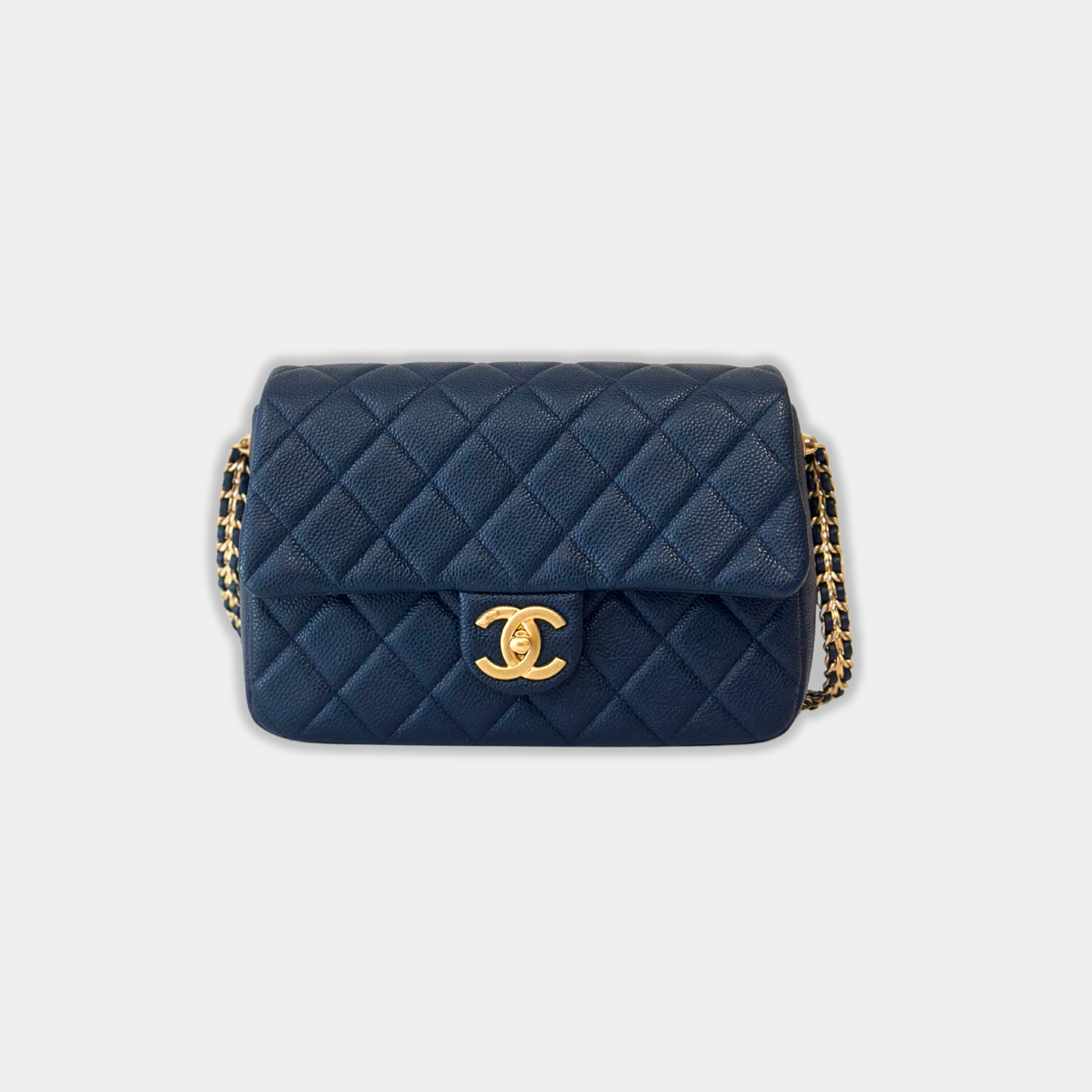 Chanel Microchipped Navy 21A Mini Rectangular Caviar Flap Bag with GHW Kelly's Authentic Boutique