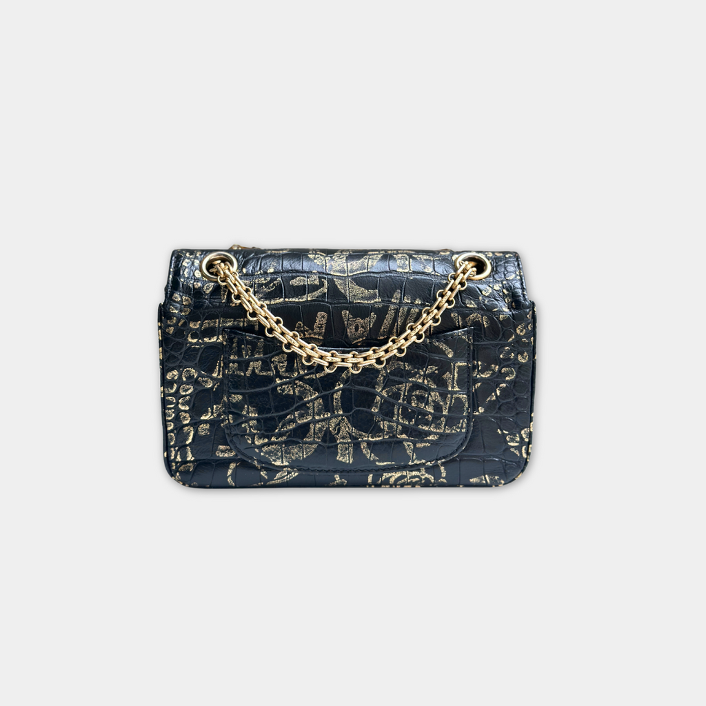 Limited Mini Reissue 2.55 Rectangular Metiers D’art  Croc Embossed Graffiti Flap Bag Kelly's Authentic Boutique