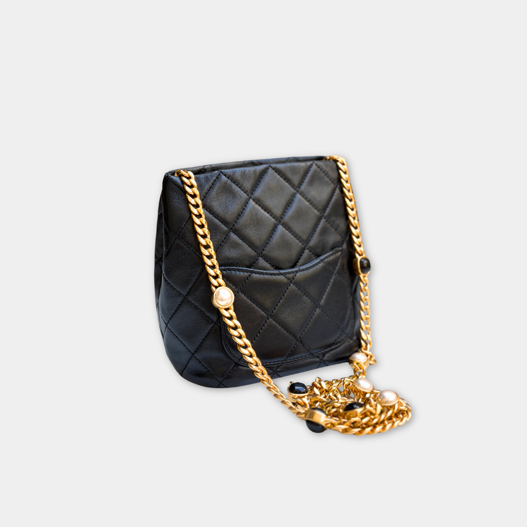 Chanel 22B Microchip Pearl Lambskin Mini Bucket Bag Kelly's Authentic Boutique