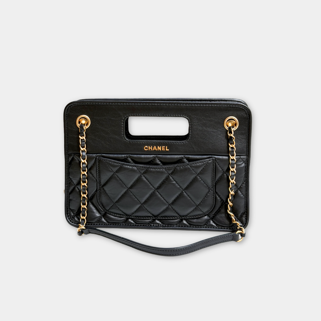 Chanel 23S Microchip Clutch Bag With Chain Calfskin Kelly's Authentic Boutique