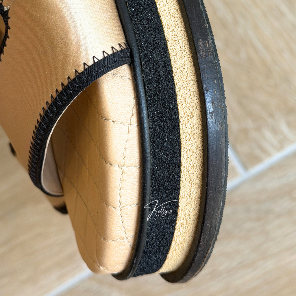 Chanel Beige Satin Platform Dad Sandals Kelly's Authentic Boutique