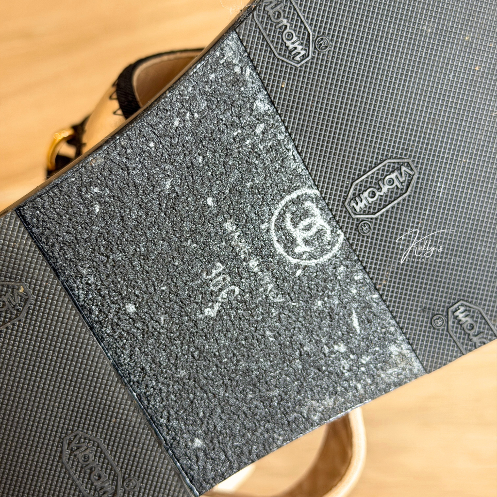 Chanel Beige Satin Platform Dad Sandals Kelly's Authentic Boutique