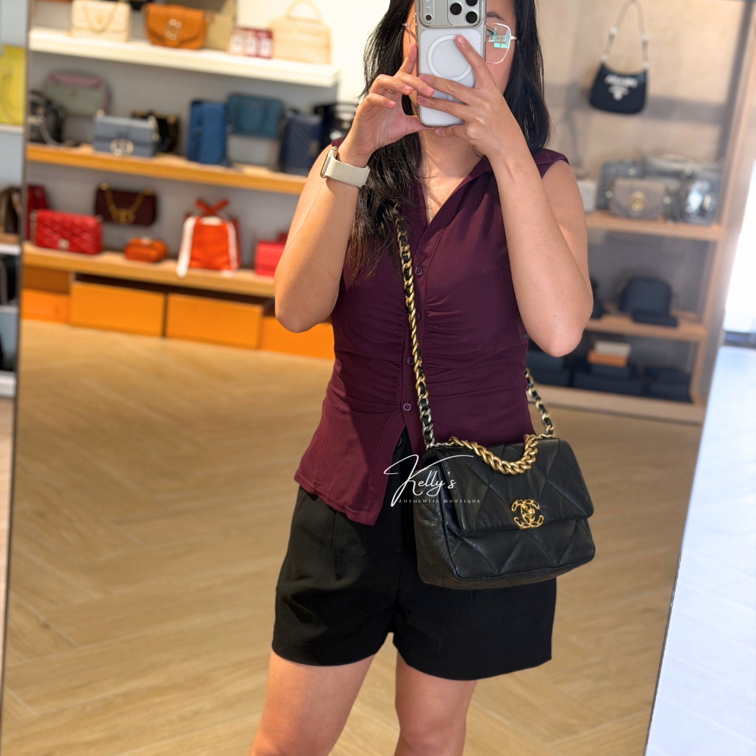 Chanel Black Small Goatskin 19 Bag Kelly's Authentic Boutique