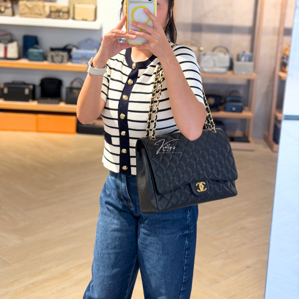 Chanel Caviar Maxi Double Flap Kelly's Authentic Boutique