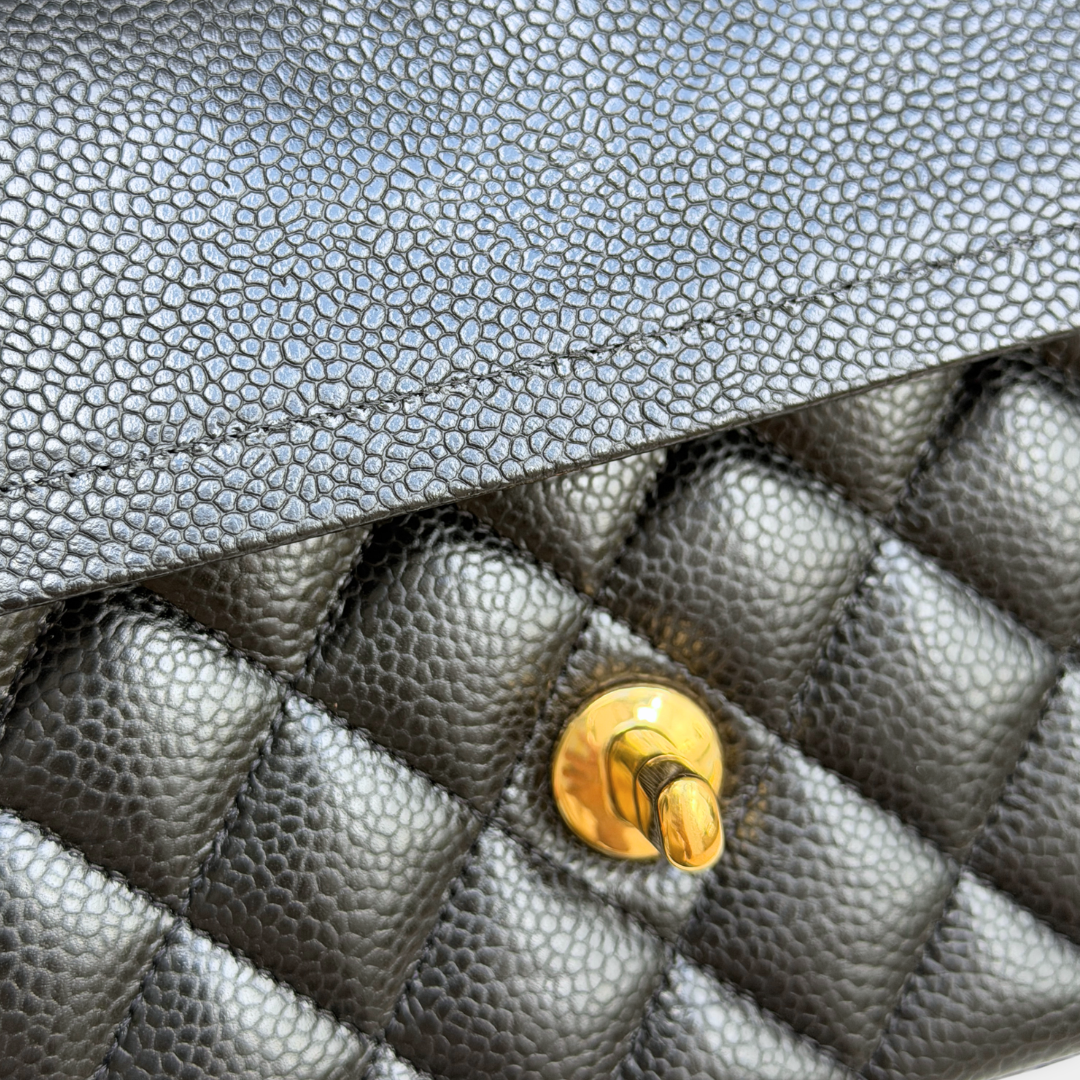 Chanel Microchip Black Caviar Medium Classic Flap Bag (Year 2023) Kelly's Authentic Boutique