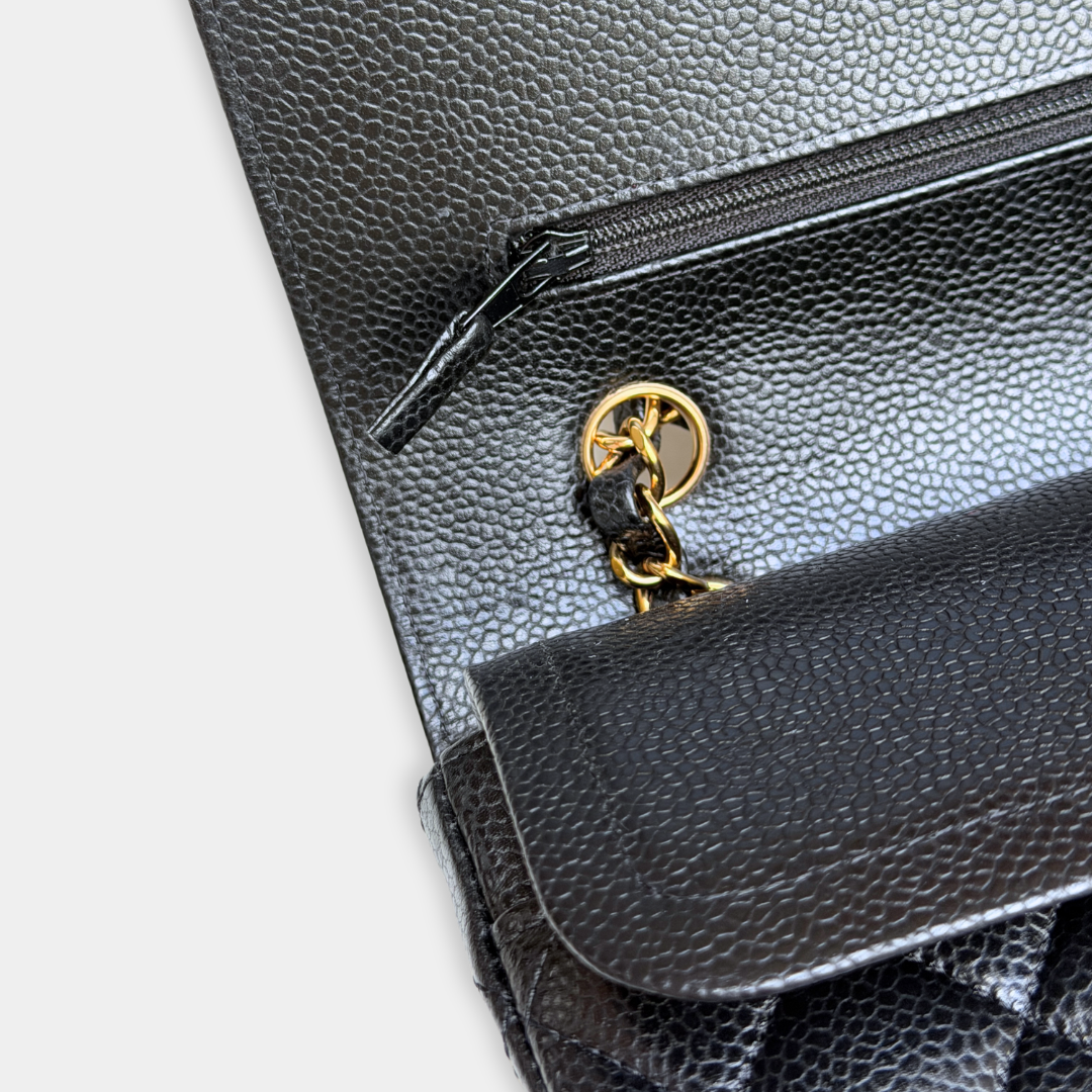 Chanel Microchip Black Caviar Medium Classic Flap Bag (Year 2023) Kelly's Authentic Boutique