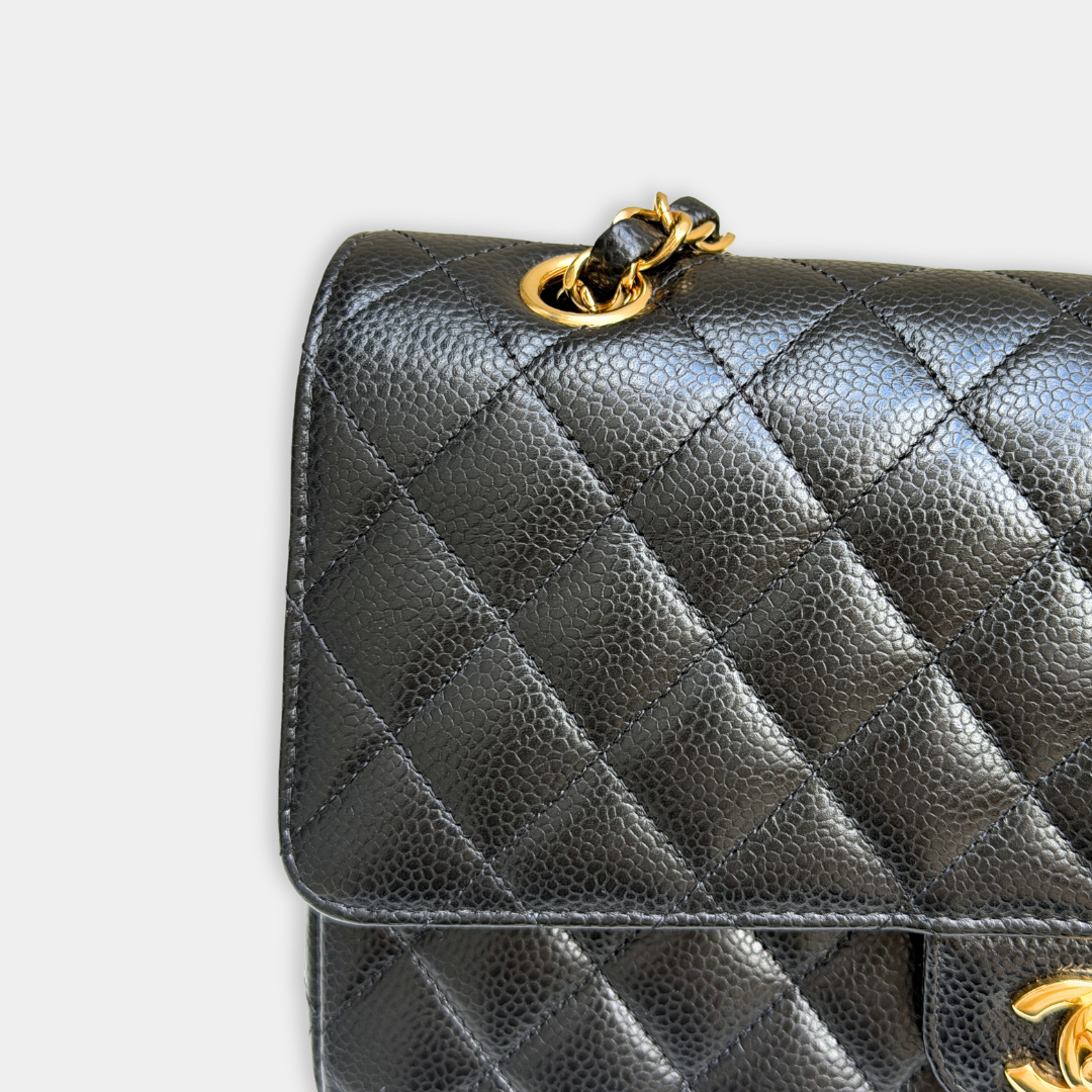 Chanel Microchip Black Caviar Medium Classic Flap Bag (Year 2023) Kelly's Authentic Boutique