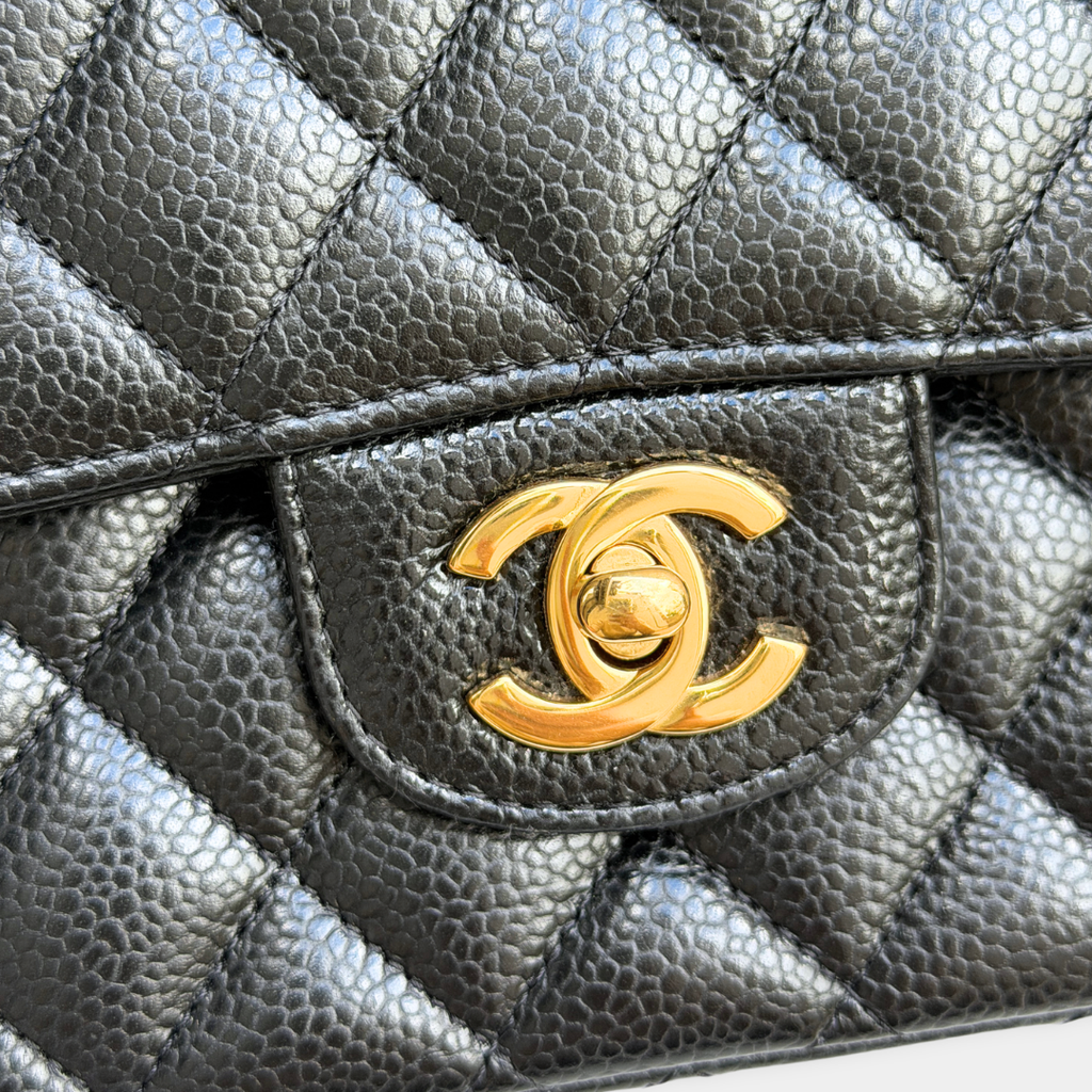 Chanel Microchip Black Caviar Medium Classic Flap Bag (Year 2023) Kelly's Authentic Boutique