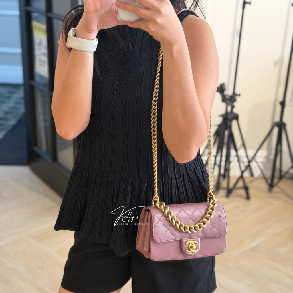 Chanel Mini Quilted Straight-Lined Top Handle Flap Bag Kelly's Authentic Boutique