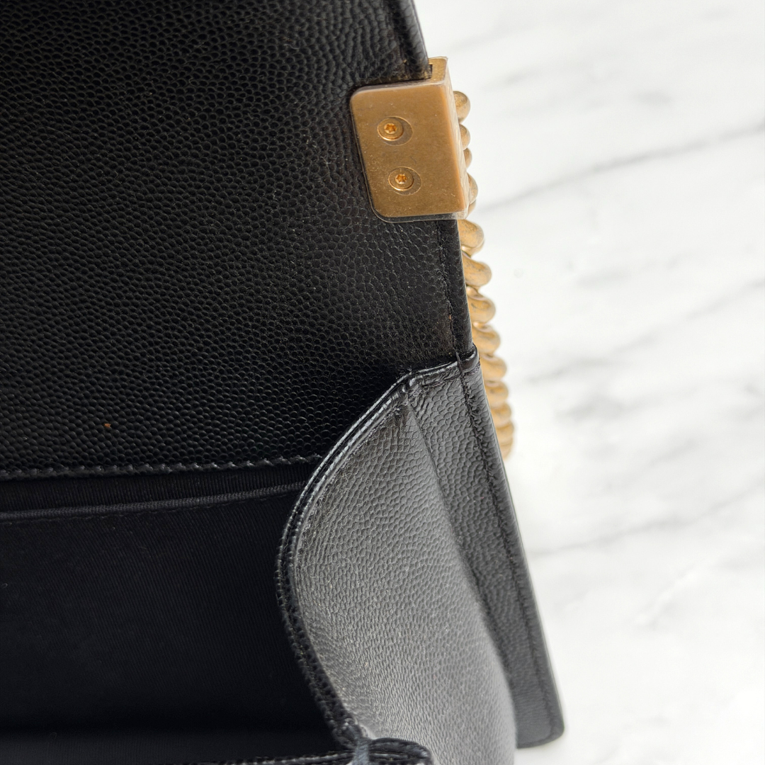 Chanel Old Medium Black Caviar Boy Bag Kelly's Authentic Boutique