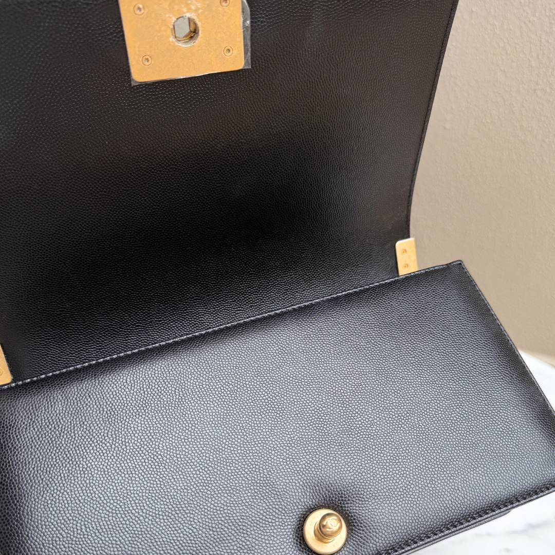 Chanel Old Medium Black Caviar Boy Bag Kelly's Authentic Boutique