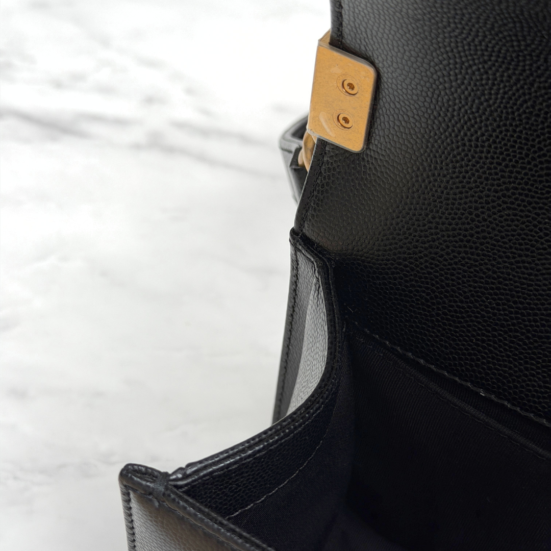 Chanel Old Medium Black Caviar Boy Bag Kelly's Authentic Boutique