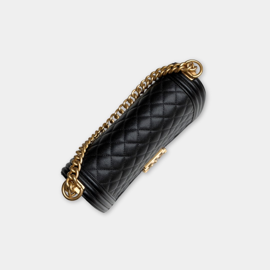 Chanel Old Medium Black Caviar Boy Bag Kelly's Authentic Boutique