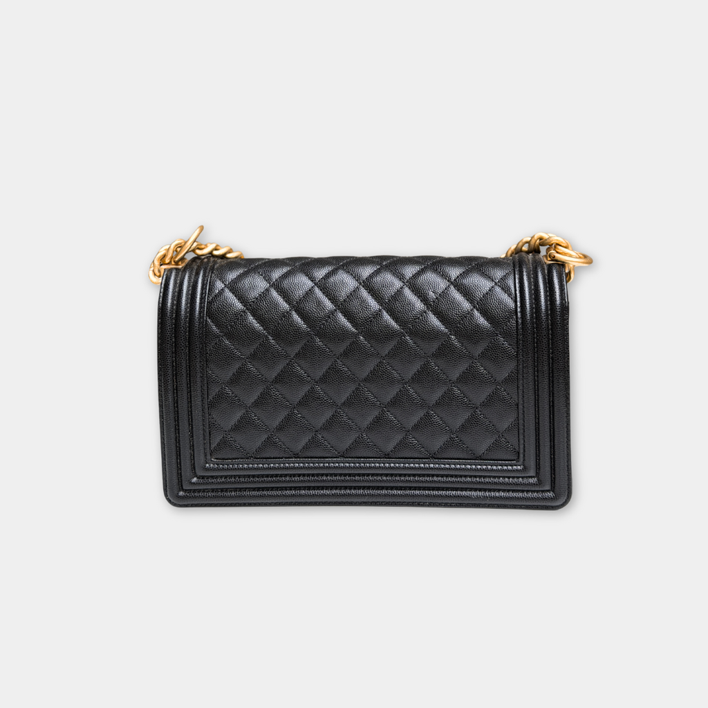 Chanel Old Medium Black Caviar Boy Bag Kelly's Authentic Boutique