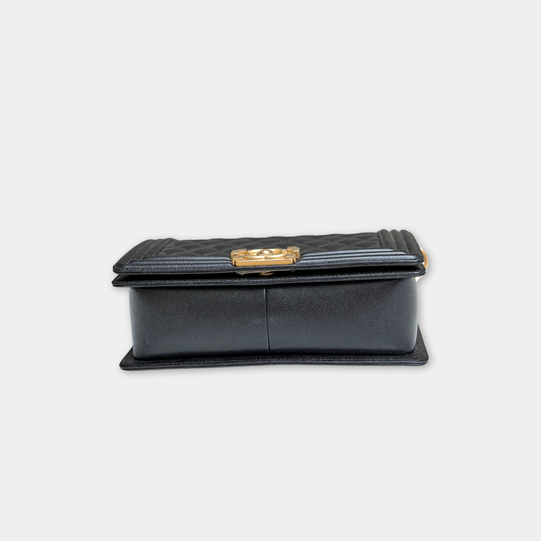 Chanel Old Medium Black Caviar Boy Bag Kelly's Authentic Boutique