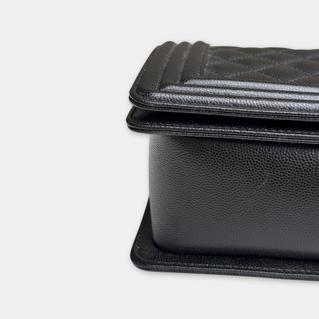 Chanel Old Medium Black Caviar Boy Bag Kelly's Authentic Boutique