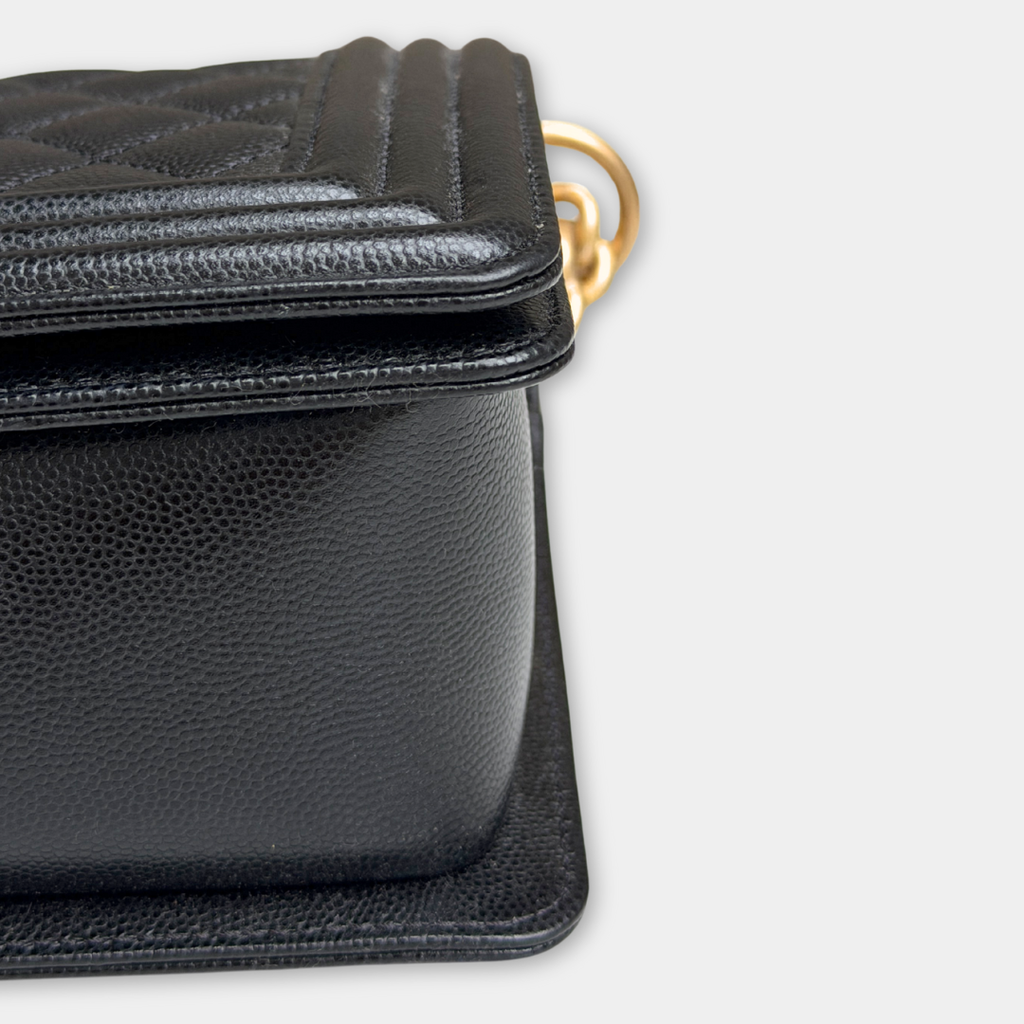 Chanel Old Medium Black Caviar Boy Bag Kelly's Authentic Boutique