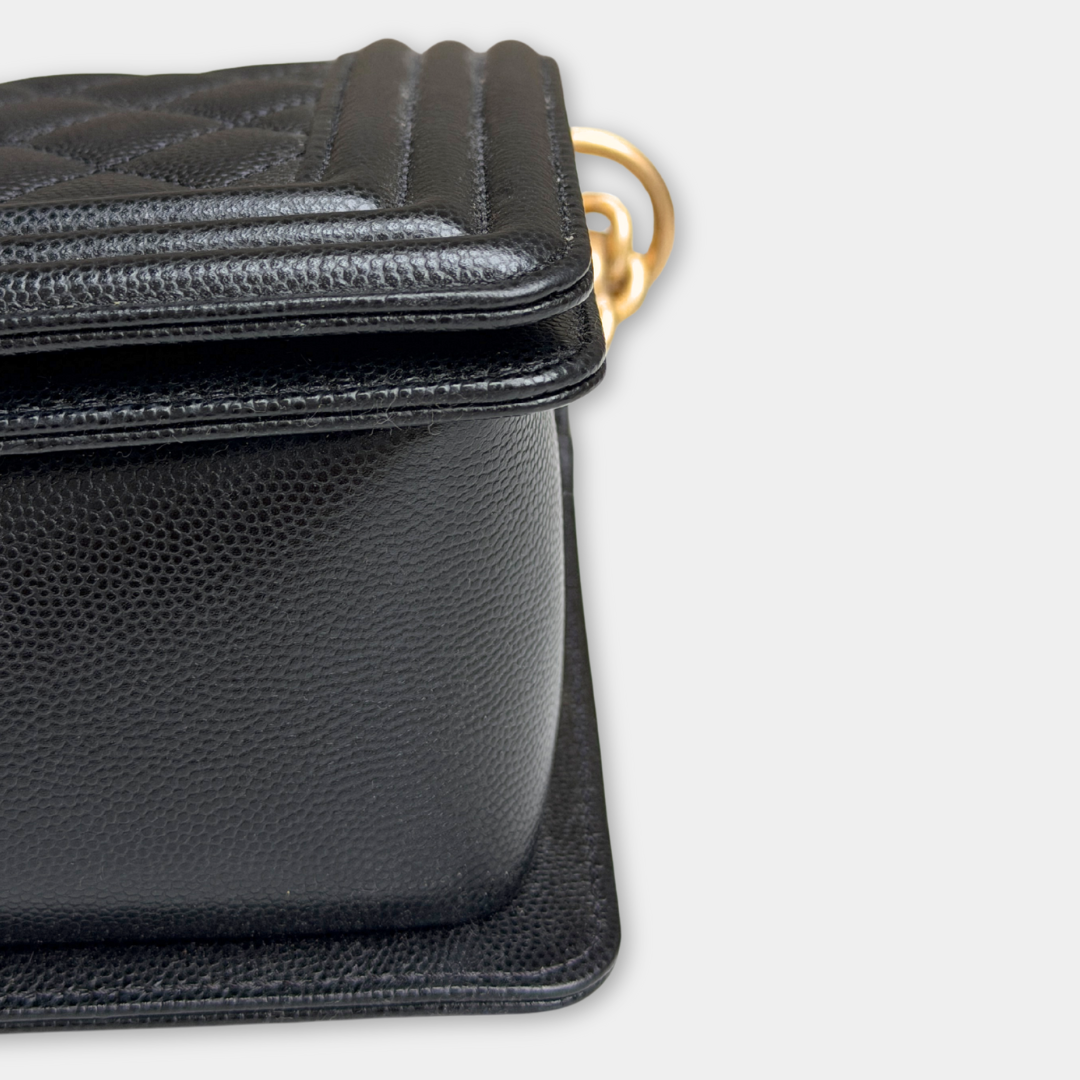 Chanel Old Medium Black Caviar Boy Bag Kelly's Authentic Boutique