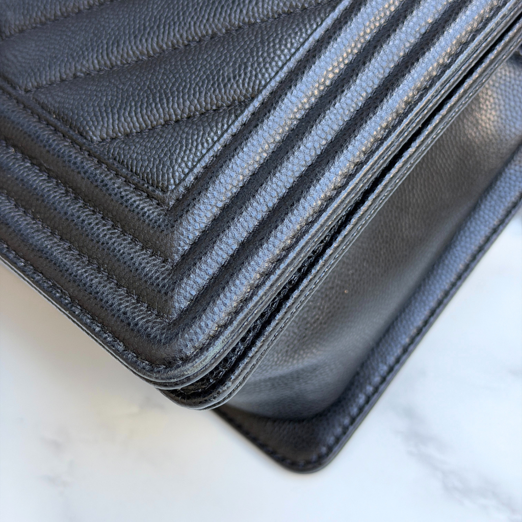 Chanel Old Medium Caviar Chevron Boy Bag Kelly's Authentic Boutique