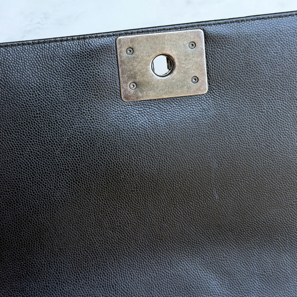 Chanel Old Medium Caviar Chevron Boy Bag Kelly's Authentic Boutique