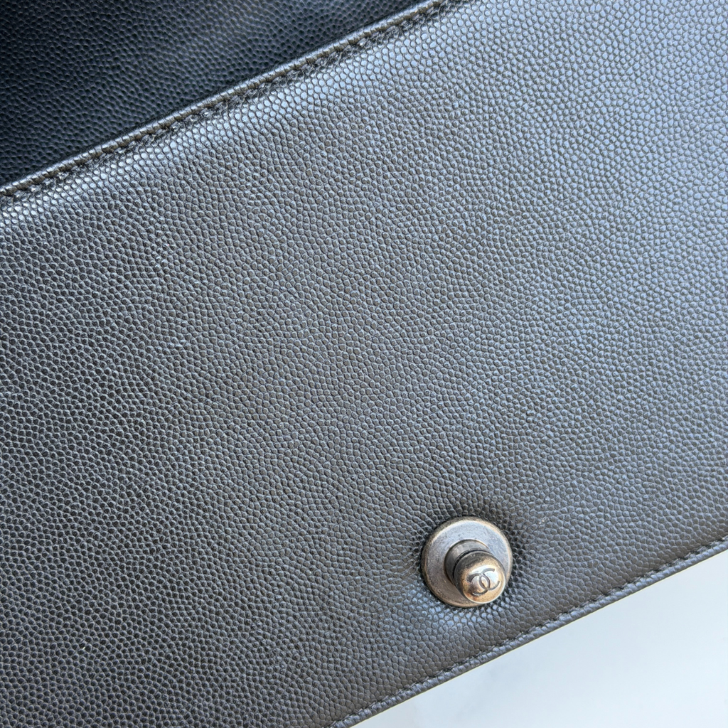 Chanel Old Medium Caviar Chevron Boy Bag Kelly's Authentic Boutique