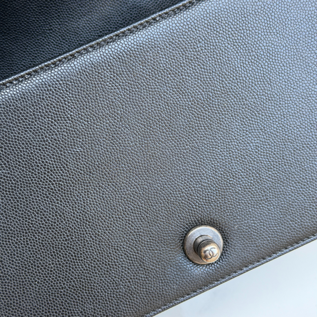 Chanel Old Medium Caviar Chevron Boy Bag Kelly's Authentic Boutique