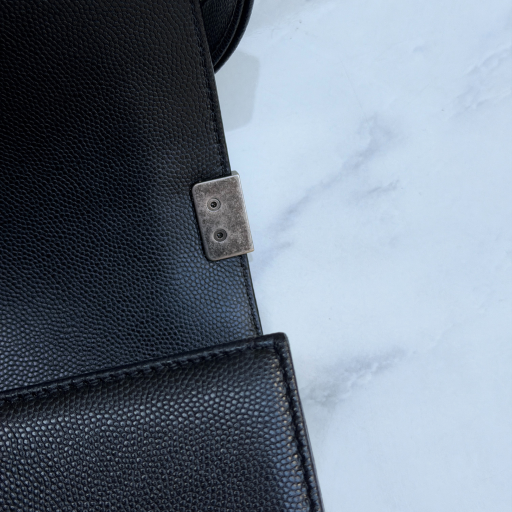 Chanel Old Medium Caviar Chevron Boy Bag Kelly's Authentic Boutique