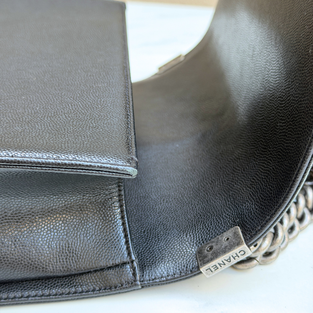 Chanel Old Medium Caviar Chevron Boy Bag Kelly's Authentic Boutique