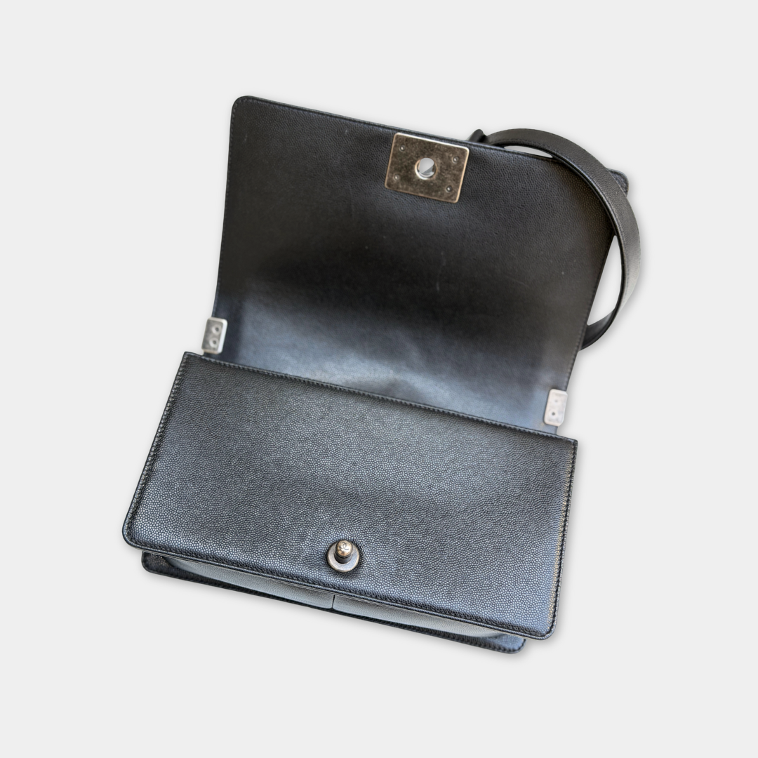 Chanel Old Medium Caviar Chevron Boy Bag Kelly's Authentic Boutique