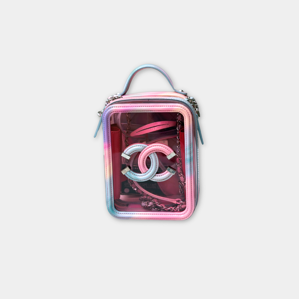 Chanel Rainbow Vertical PVC Filigree Vanity Bag Kelly's Authentic Boutique