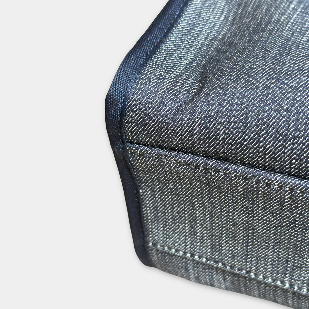 Chanel Small Denim Blue Deauville Bowling Bag Kelly's Authentic Boutique