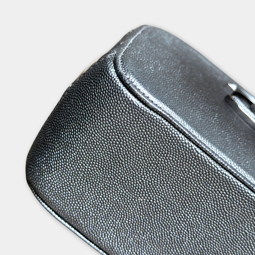 Chanel Small Metallic Grey Caviar Coco Curve Vanity Kelly's Authentic Boutique