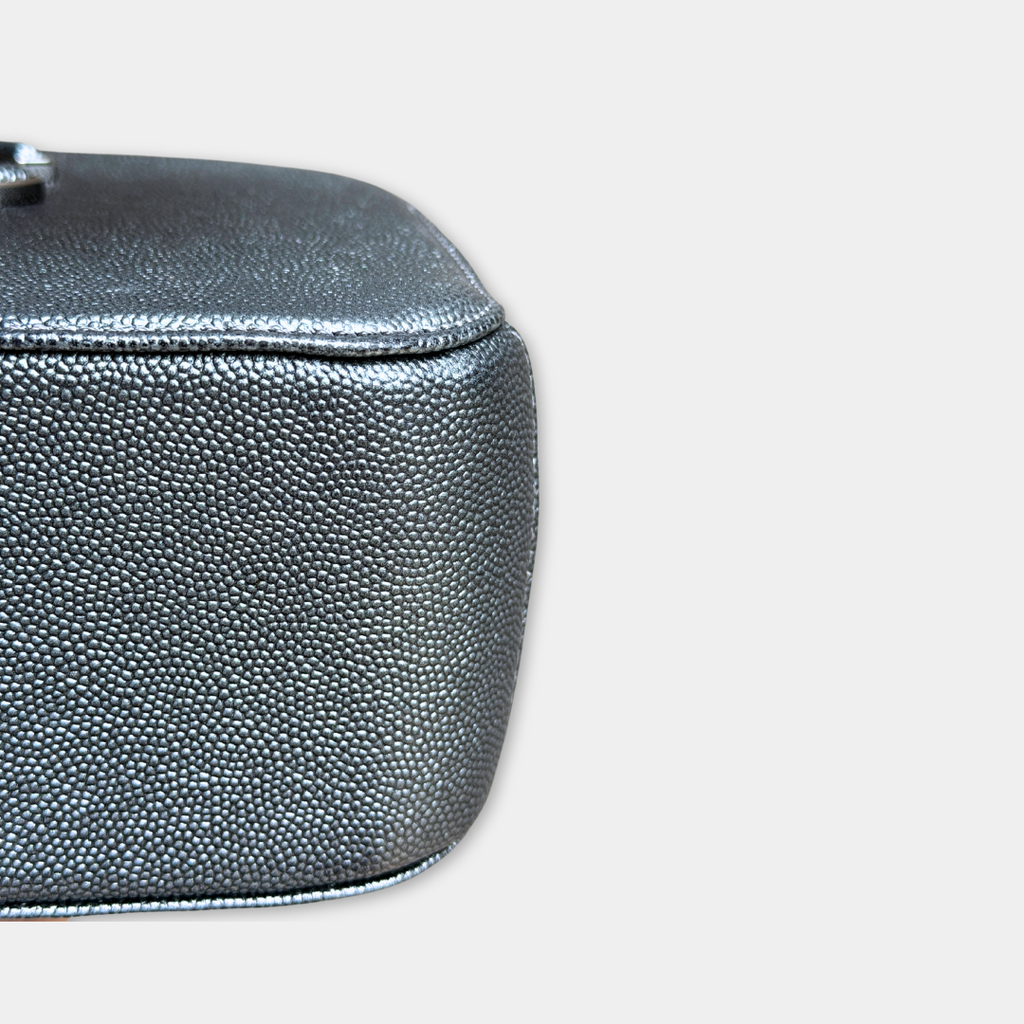 Chanel Small Metallic Grey Caviar Coco Curve Vanity Kelly's Authentic Boutique