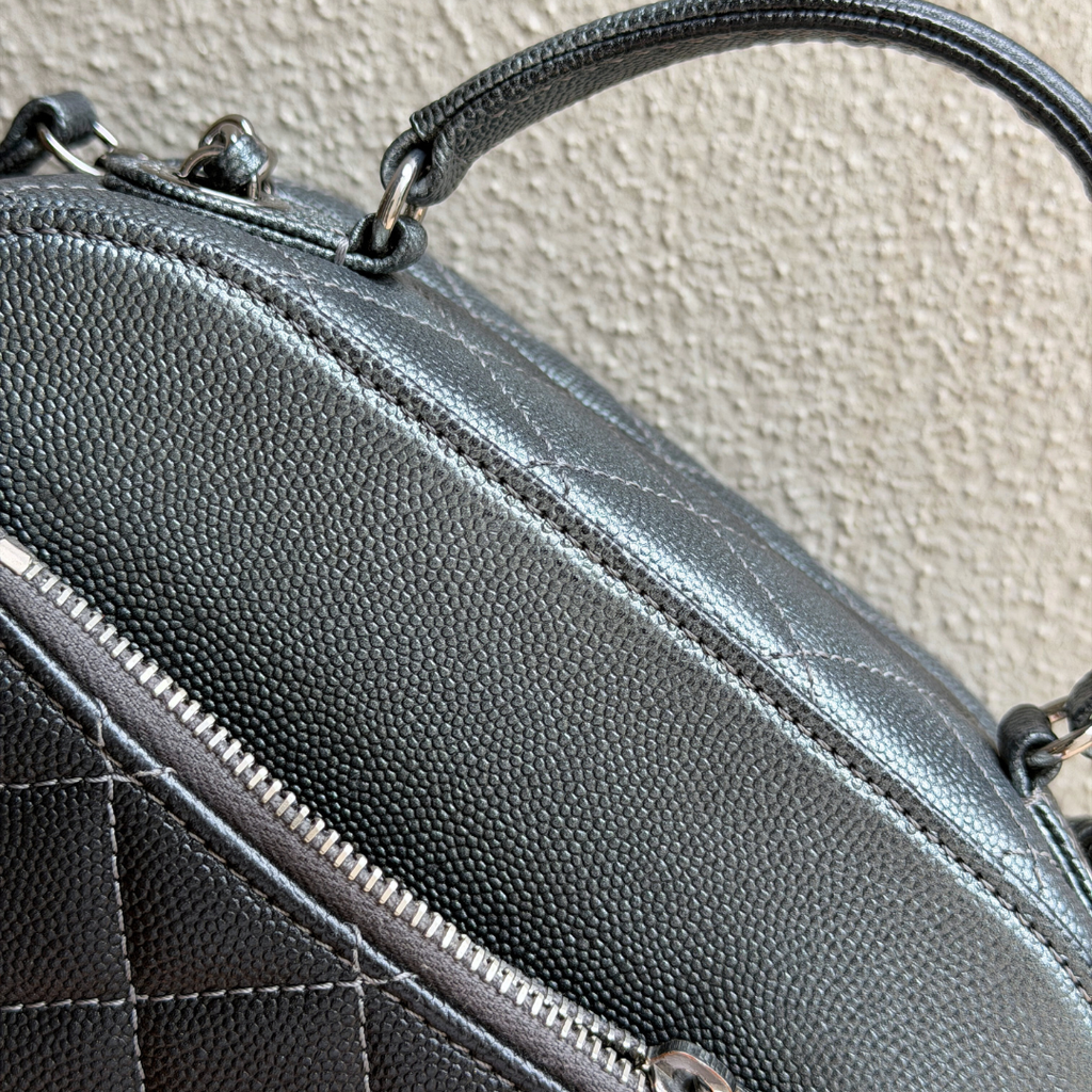 Chanel Small Metallic Grey Caviar Coco Curve Vanity Kelly's Authentic Boutique