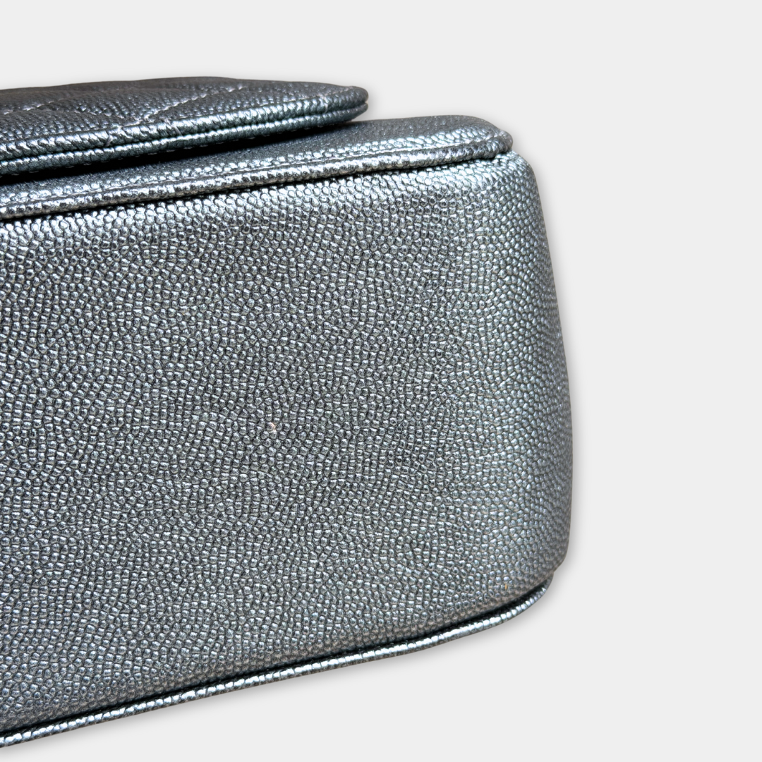 Chanel Small Metallic Grey Caviar Coco Curve Vanity Kelly's Authentic Boutique