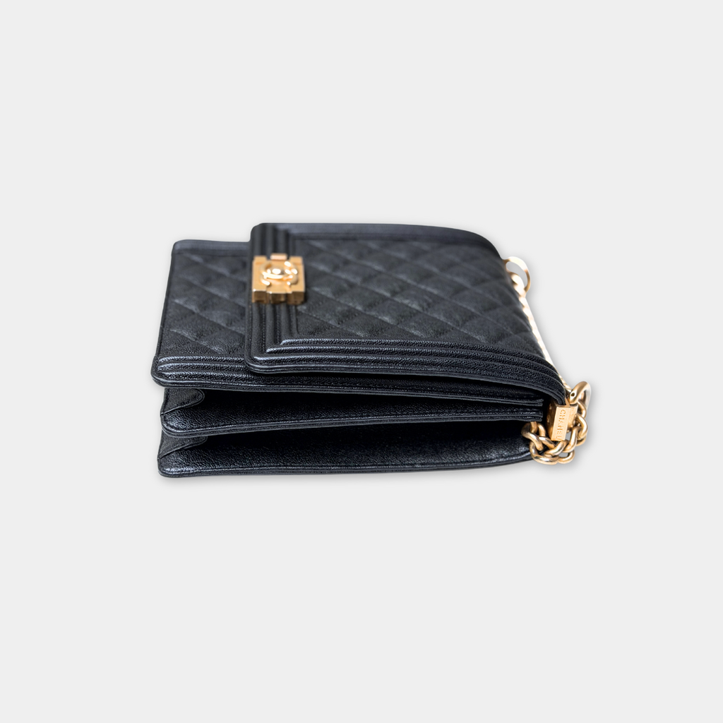 Chanel Vertical Black Caviar Boy Bag Kelly's Authentic Boutique