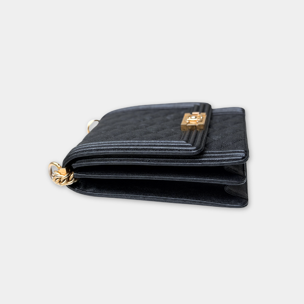 Chanel Vertical Black Caviar Boy Bag Kelly's Authentic Boutique
