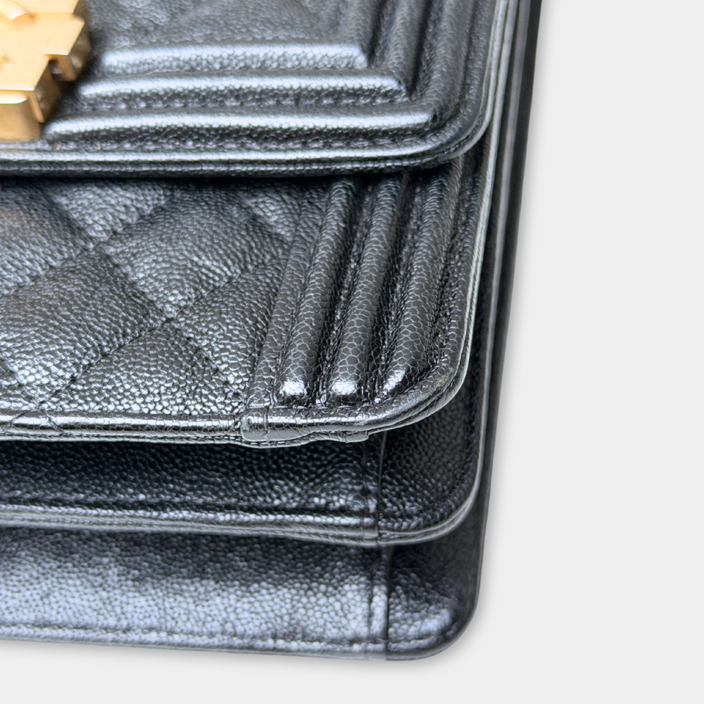 Chanel Vertical Black Caviar Boy Bag Kelly's Authentic Boutique