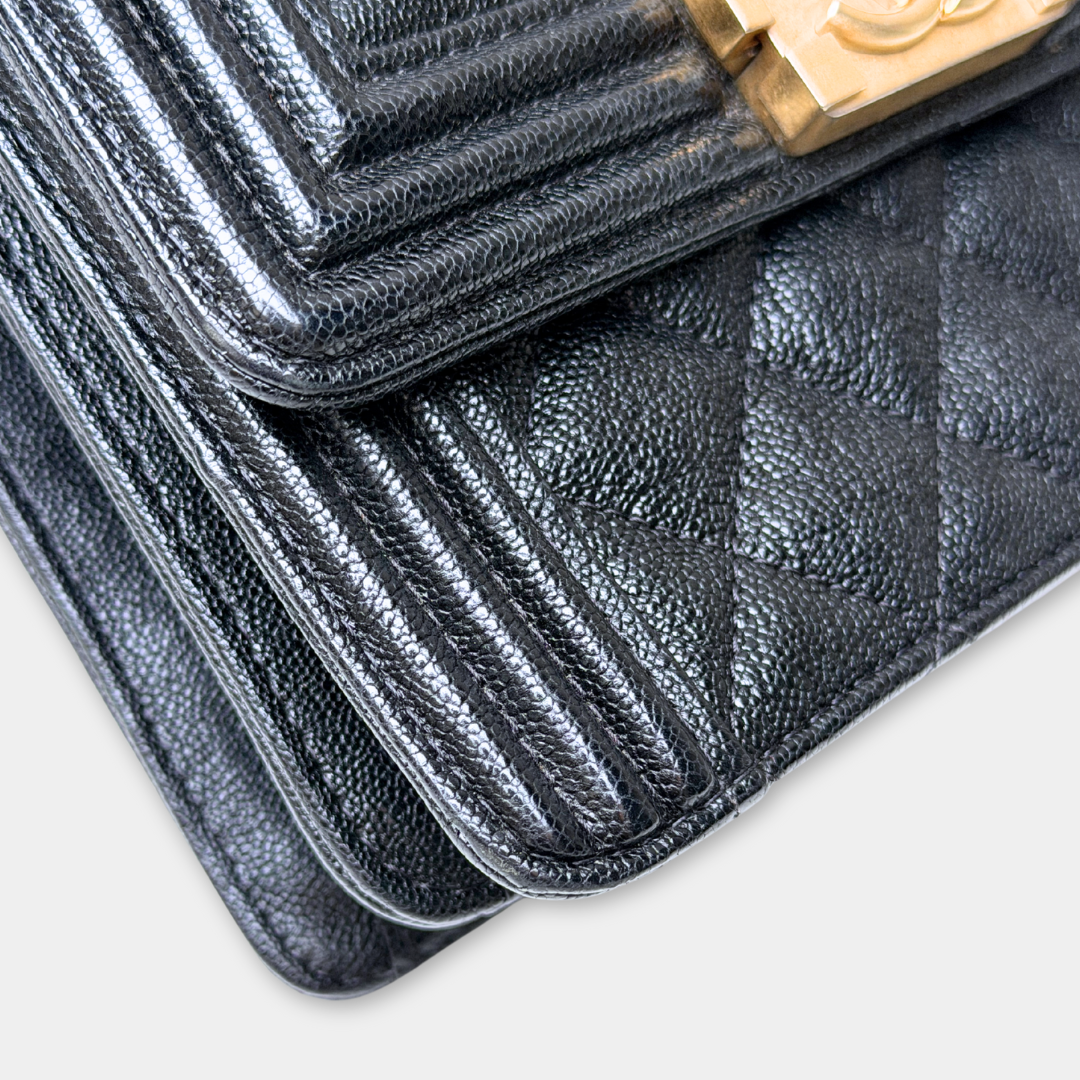 Chanel Vertical Black Caviar Boy Bag Kelly's Authentic Boutique