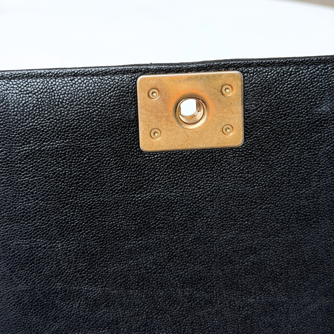 Chanel Vertical Black Caviar Boy Bag Kelly's Authentic Boutique