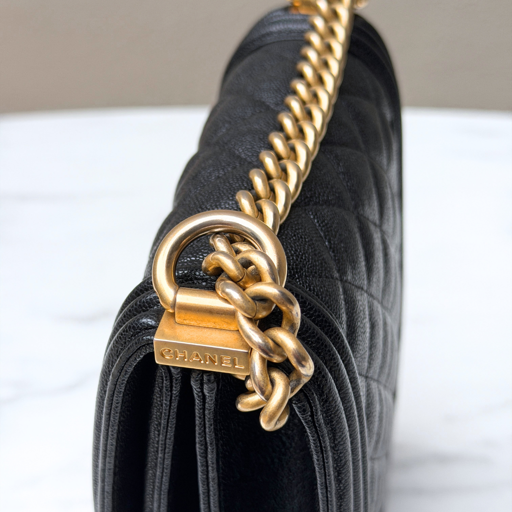 Chanel Vertical Black Caviar Boy Bag Kelly's Authentic Boutique