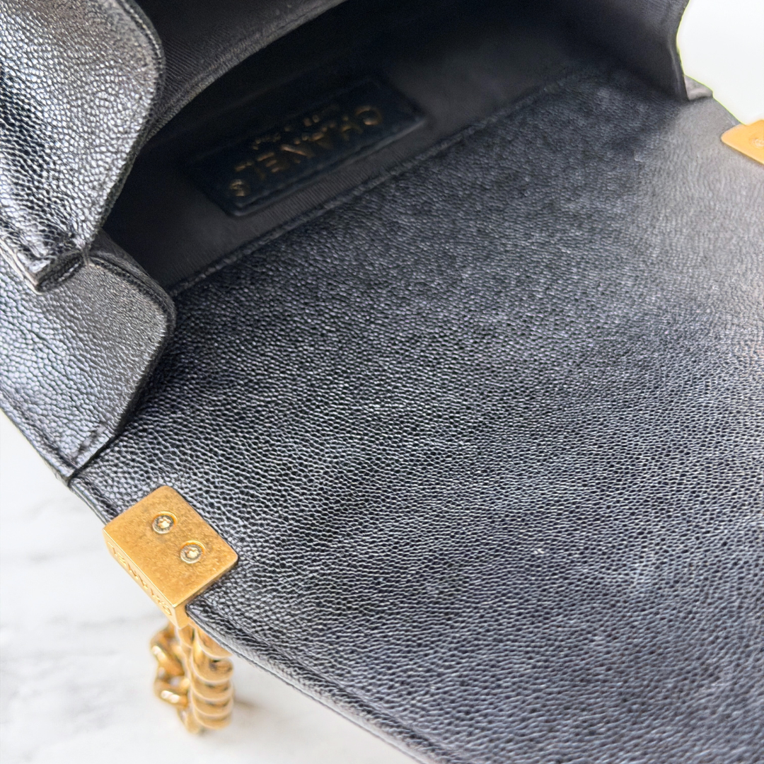 Chanel Vertical Black Caviar Boy Bag Kelly's Authentic Boutique